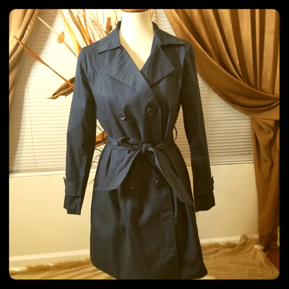 Ladies Zeago Navy Blue Trench Coat NWT